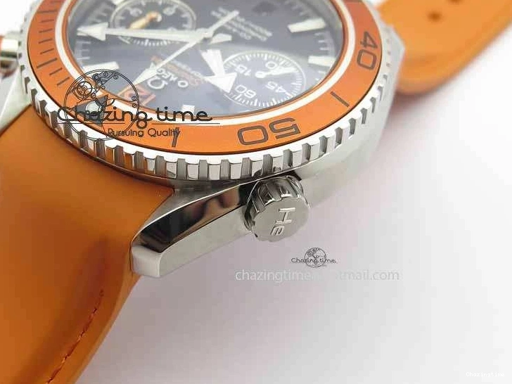 0513 Planet Ocean Master Chrono 45mm SS OM 1:1 Best Edition Black Dial On Orange Rubber Strap A Attractive 8170